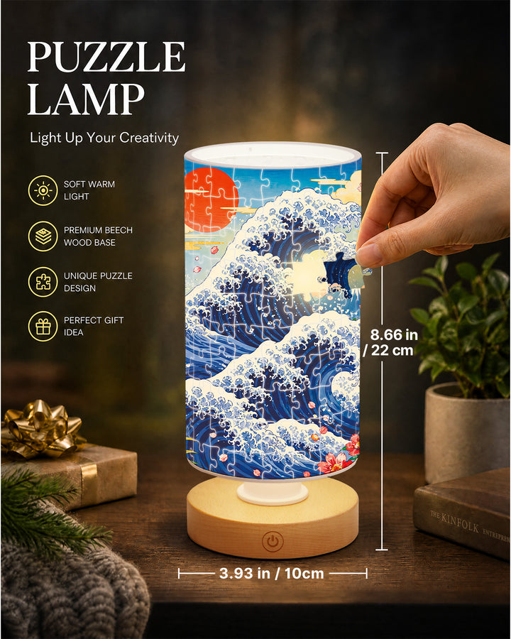 DIY Dimmable Acrylic Cylindrical Puzzle Lamp - Sunset Waves