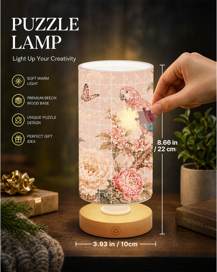 DIY Dimmable Acrylic Cylindrical Puzzle Lamp - Pink Parrot