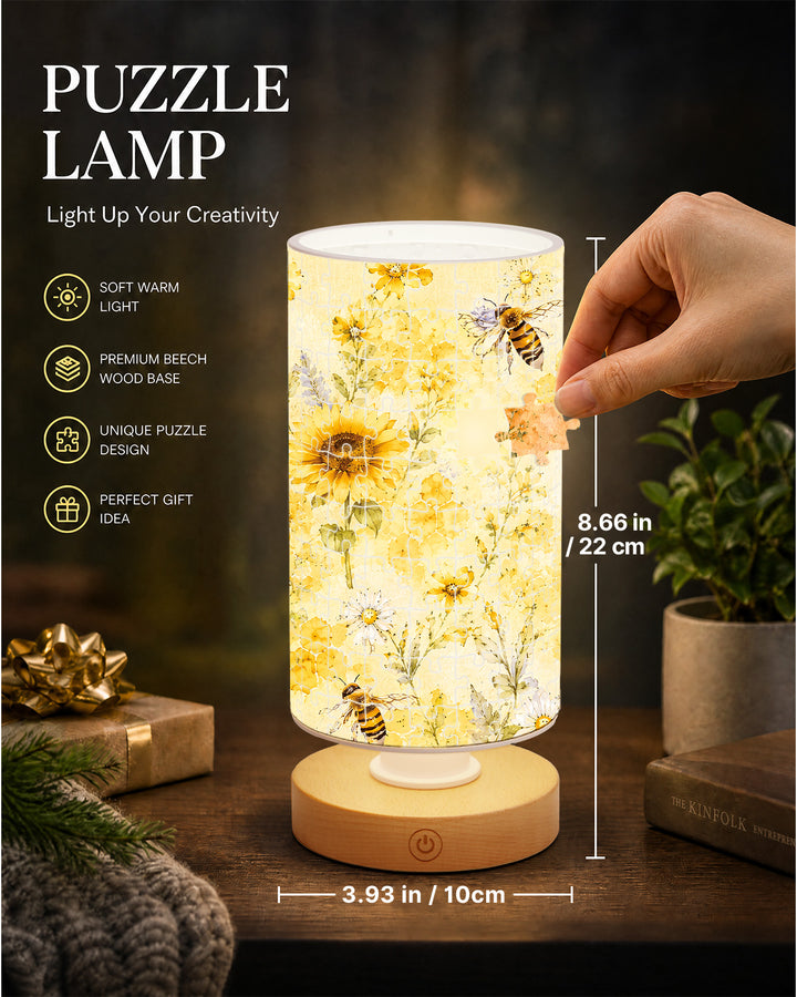 DIY Dimmable Acrylic Cylindrical Puzzle Lamp - Bees and Sunflowers