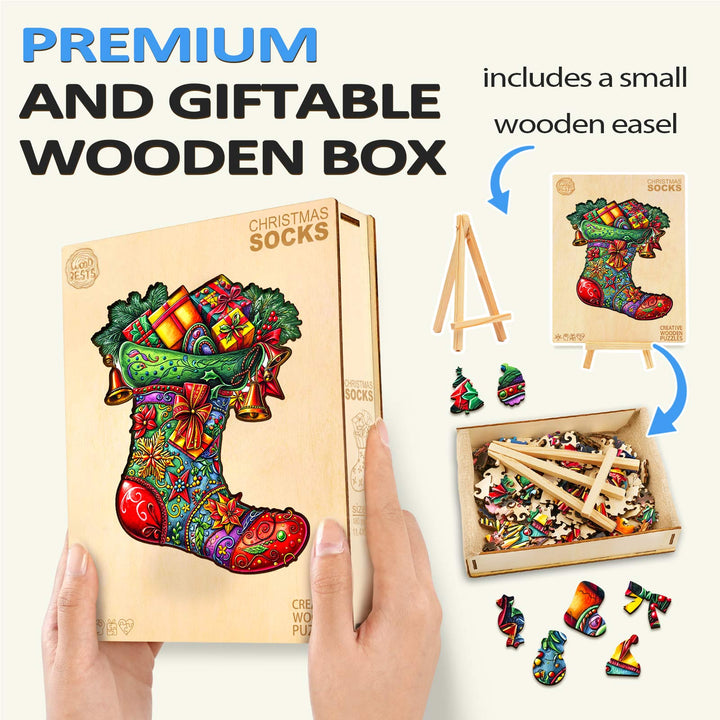 Christmas Socks Wooden Jigsaw Puzzle