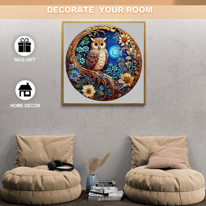 Moonlight Owl Wooden Jigsaw Puzzle-Woodbests