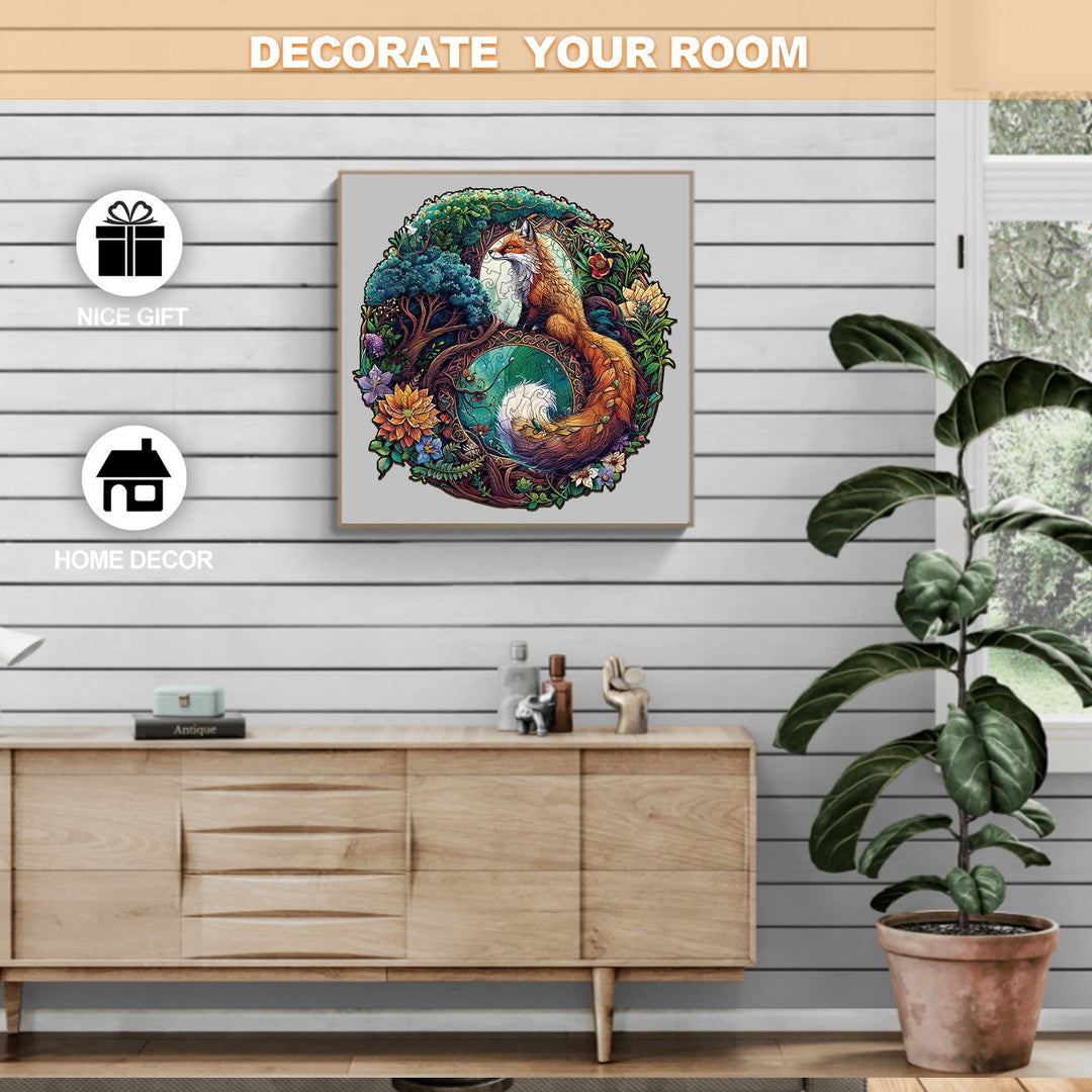 Yin Yang Fox-3 Wooden Jigsaw Puzzle-Woodbests