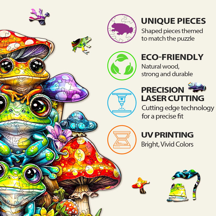 Frog Family Wooden Jigsaw Puzzle - Woodbests