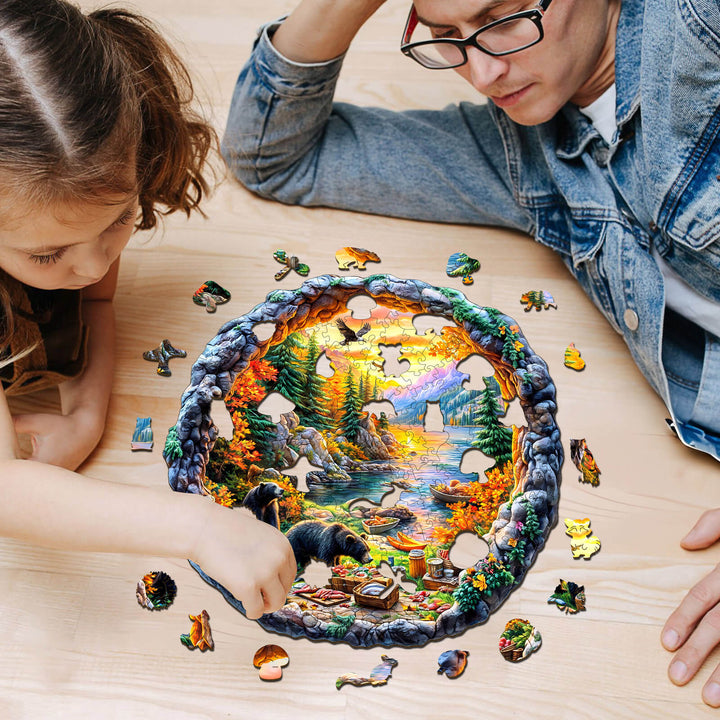 3D Picnic by the lake Wooden Jigsaw Puzzle