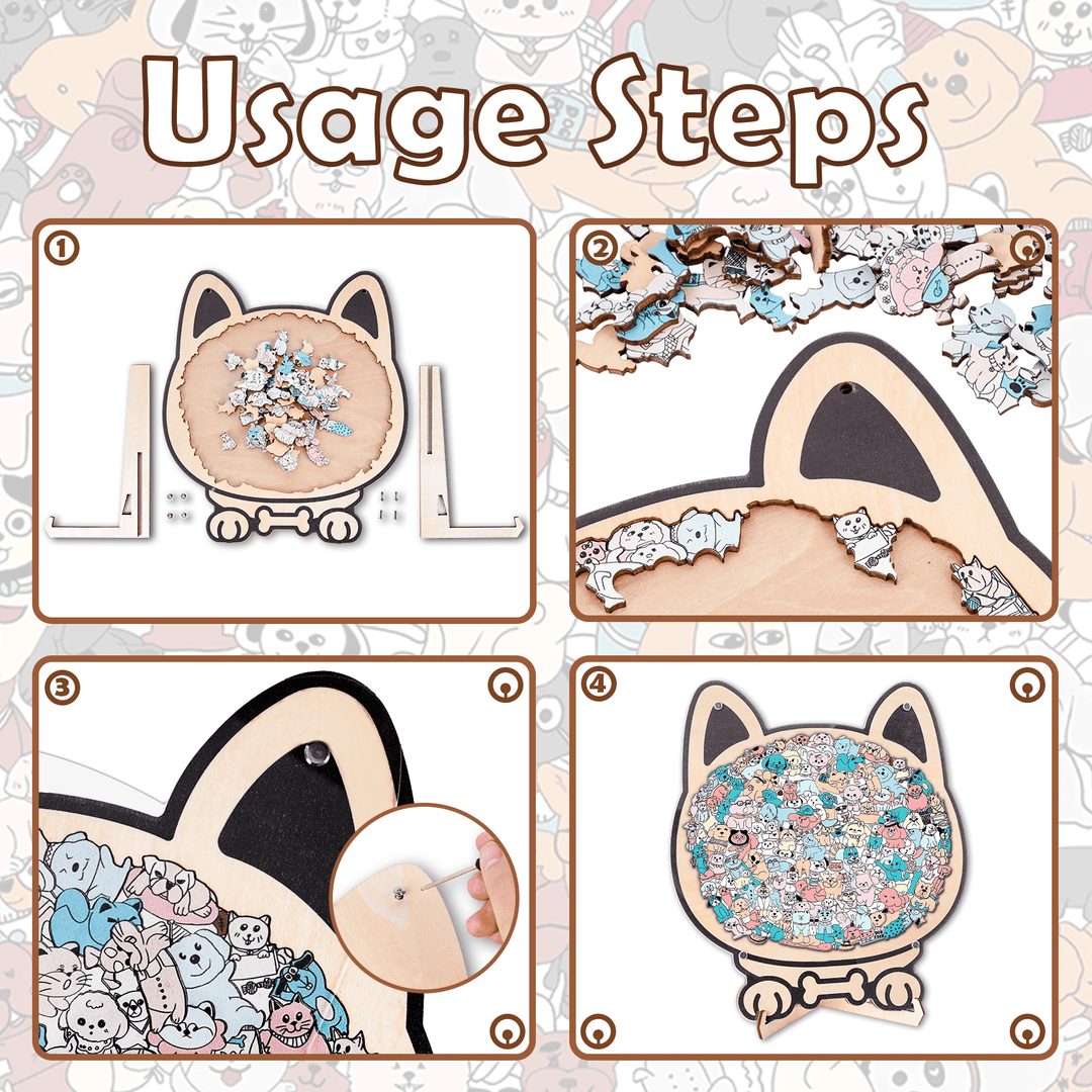 Morandi-Colored Cute Dog Shaped Wooden Jigsaw Puzzle