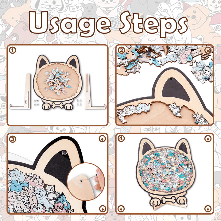 Morandi-Colored Cute Dog Shaped Wooden Jigsaw Puzzle