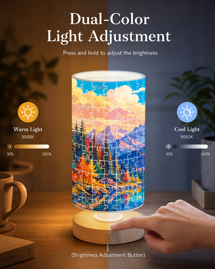 DIY Dimmable Acrylic Cylindrical Puzzle Lamp - Golden Mountain Valley