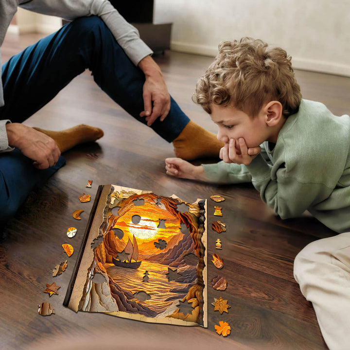 3D  Sunset sailing Wooden Jigsaw Puzzle
