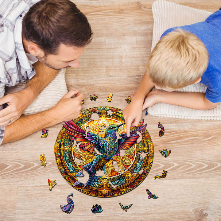 Vintage hummingbird-2  Wooden Jigsaw Puzzle