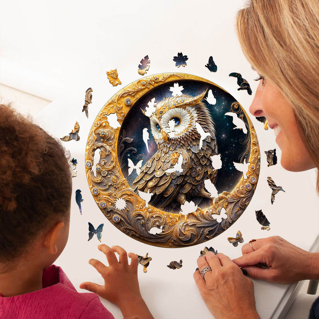 Crescent Owl Wooden Jigsaw Puzzle
