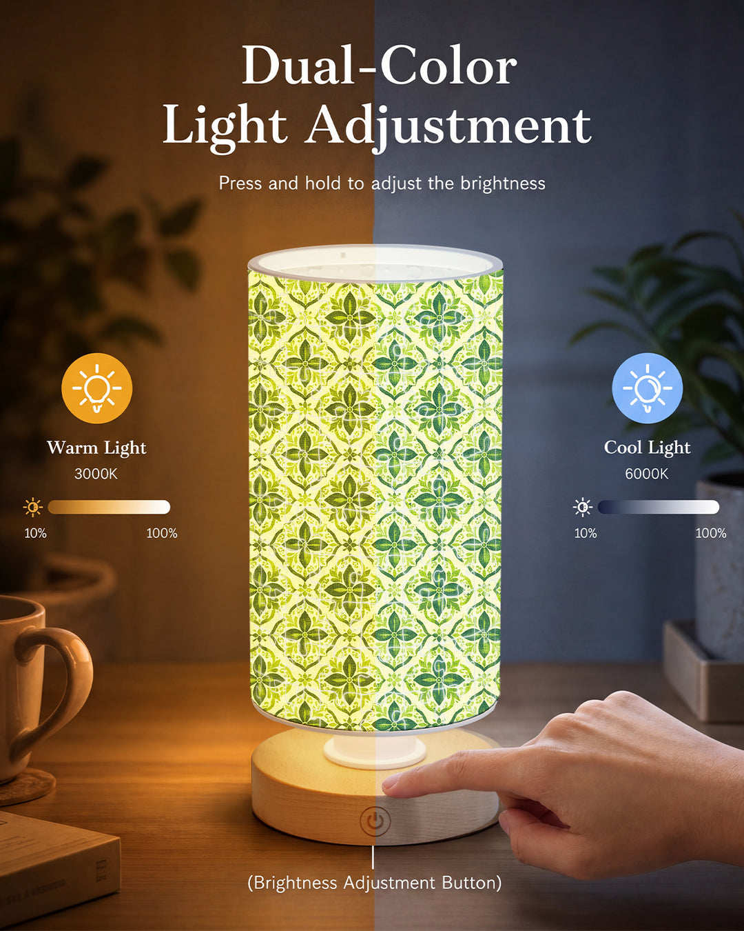 DIY Dimmable Acrylic Cylindrical Puzzle Lamp - Green Flowers