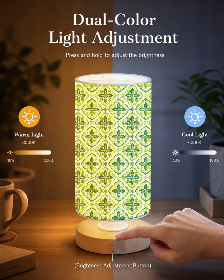 DIY Dimmable Acrylic Cylindrical Puzzle Lamp - Green Flowers