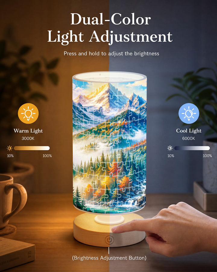 DIY Dimmable Acrylic Cylindrical Puzzle Lamp - Mountain Paradise