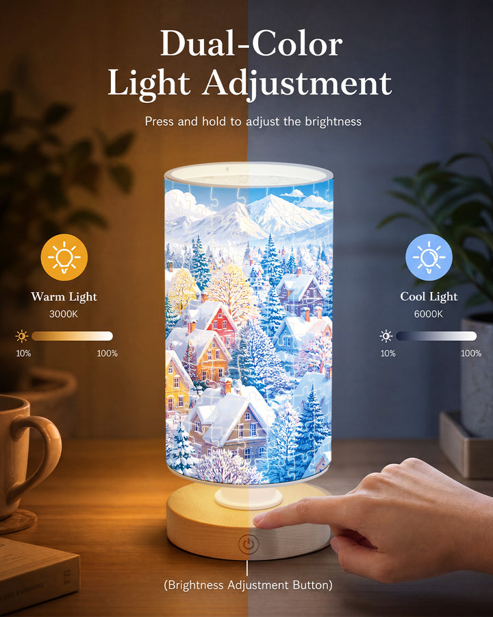 DIY Dimmable Acrylic Cylindrical Puzzle Lamp - Blue Winter Wonderland