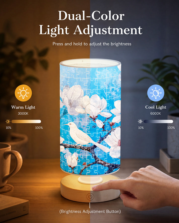 DIY Dimmable Acrylic Cylindrical Puzzle Lamp - Whispers of Magnolia Spring