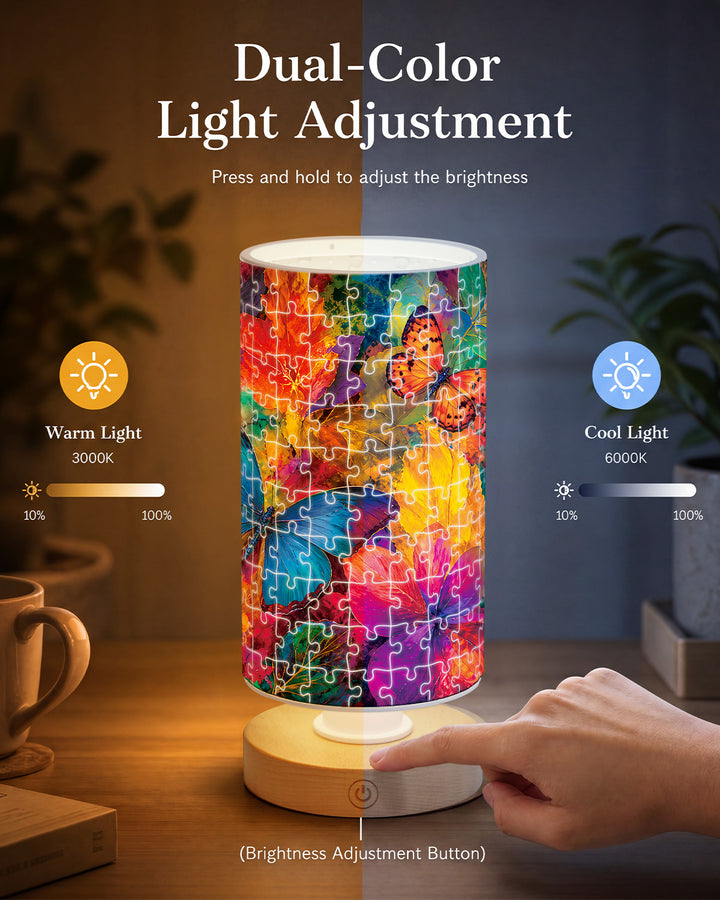 DIY Dimmable Acrylic Cylindrical Puzzle Lamp - Kaleidoscope Butterflies