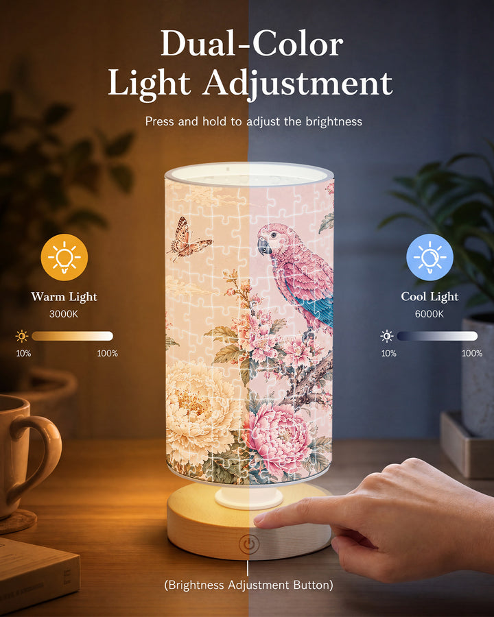 DIY Dimmable Acrylic Cylindrical Puzzle Lamp - Pink Parrot