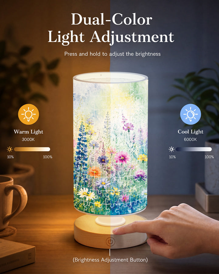 DIY Dimmable Acrylic Cylindrical Puzzle Lamp - Colorful Garden