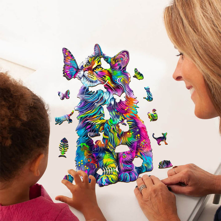 Colorful Cat Wooden Jigsaw Puzzle