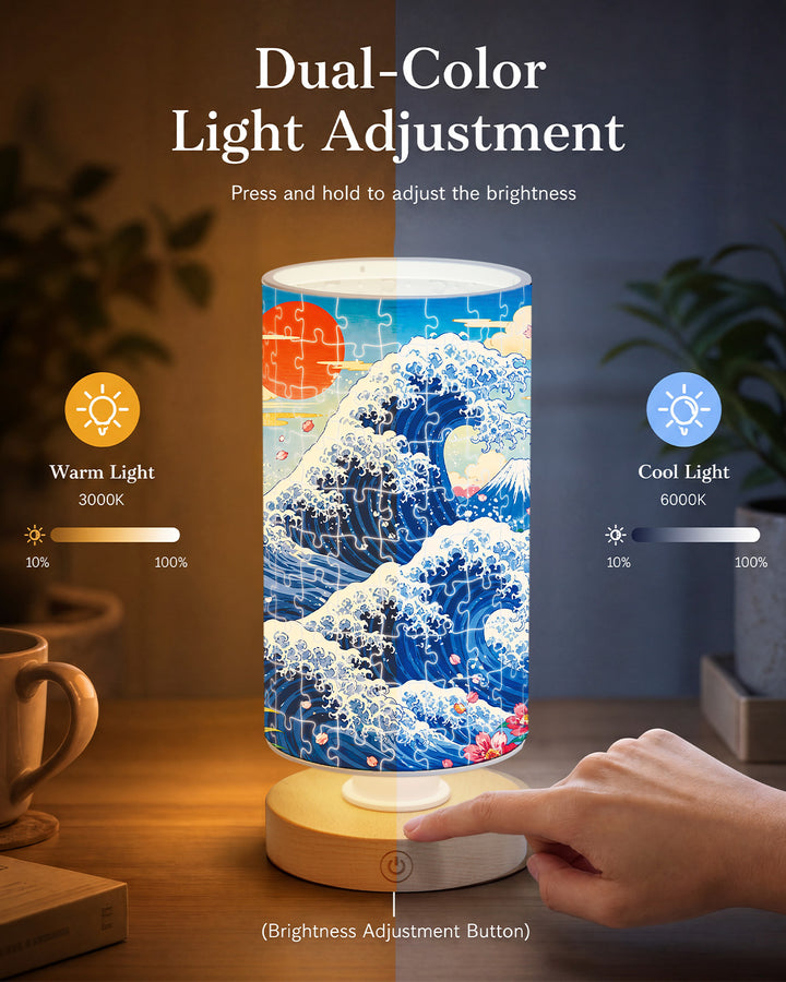 DIY Dimmable Acrylic Cylindrical Puzzle Lamp - Sunset Waves