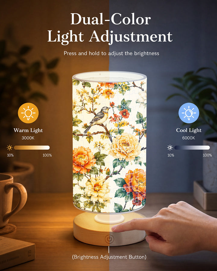 DIY Dimmable Acrylic Cylindrical Puzzle Lamp - Golden Rose Birdsong