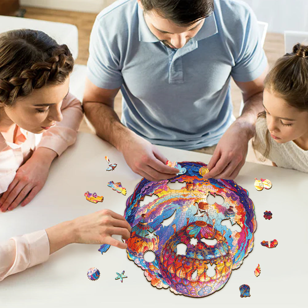 Hot Air Balloon Wooden Jigsaw Puzzle-Woodbests