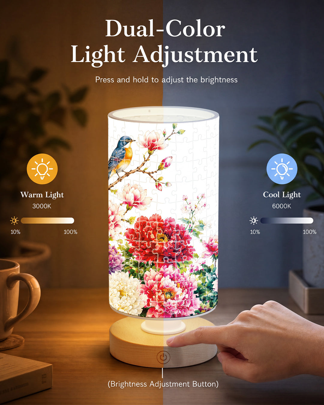 DIY Dimmable Acrylic Cylindrical Puzzle Lamp - Blooming Prosperity