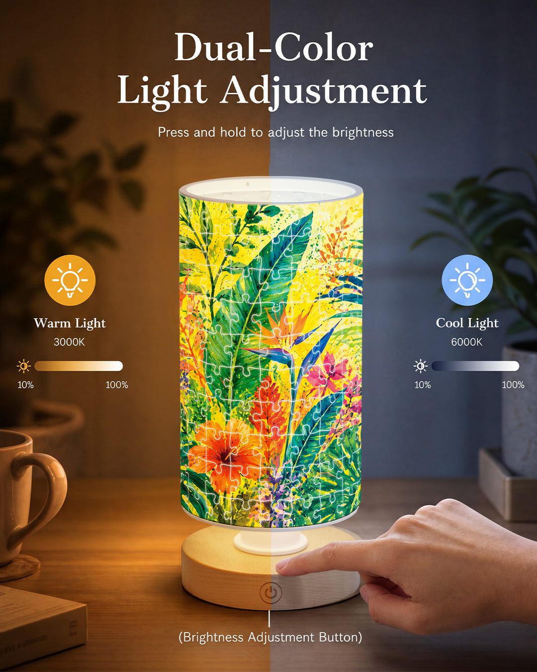DIY Dimmable Acrylic Cylindrical Puzzle Lamp - Tropical Reverie