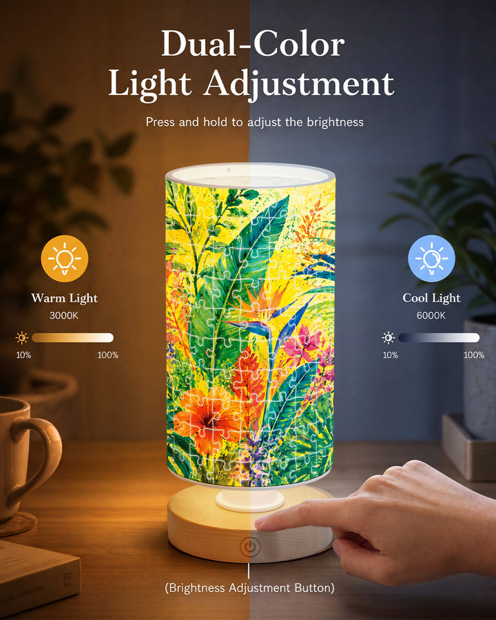 DIY Dimmable Acrylic Cylindrical Puzzle Lamp - Tropical Reverie