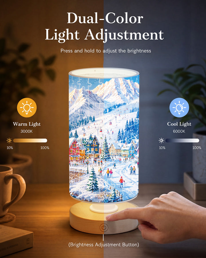 DIY Dimmable Acrylic Cylindrical Puzzle Lamp - Snow Town