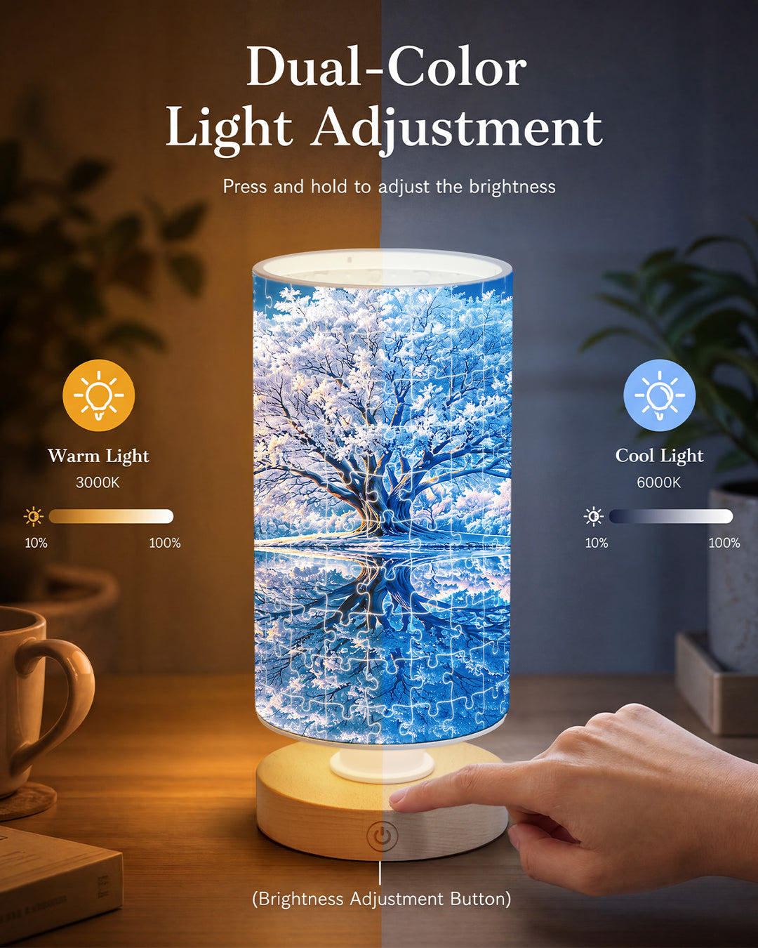 DIY Dimmable Acrylic Cylindrical Puzzle Lamp - Winter Wonderland