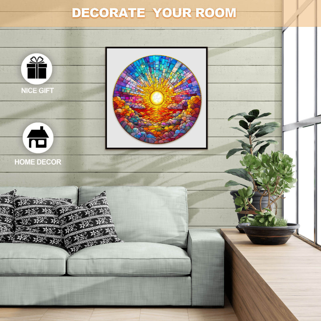 Stained Glass Rainbow Wooden Jigsaw Puzzle - By Woodbests