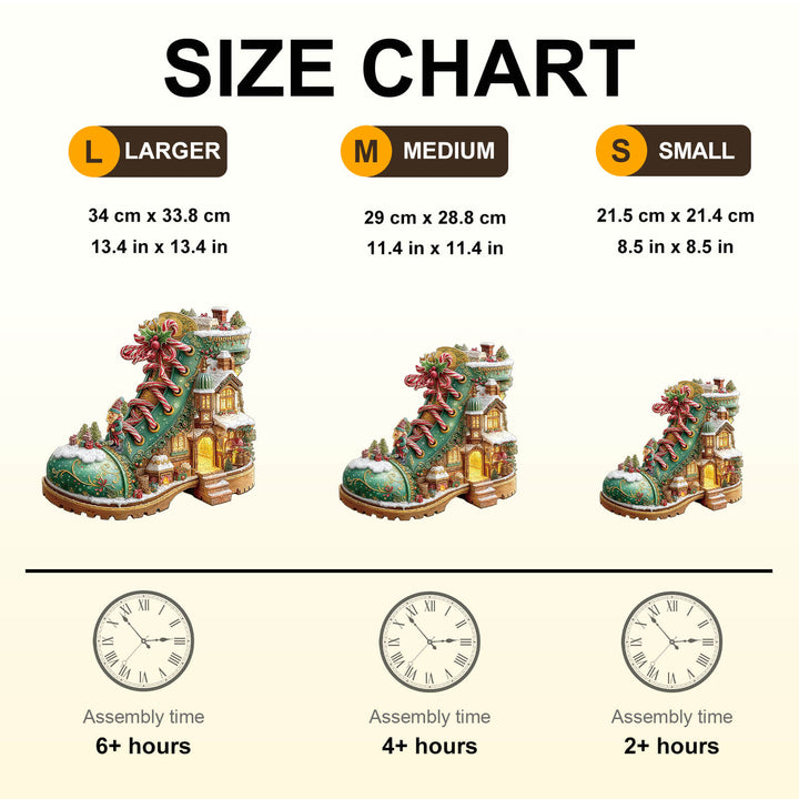 Christmas snow Boot Hut Wooden Jigsaw Puzzle