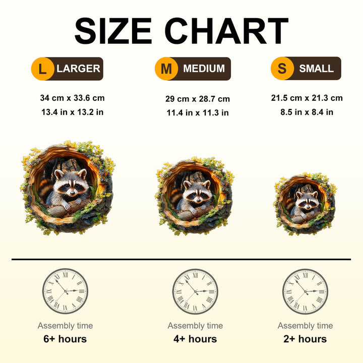 3D Tree hole raccoon-2 Wooden Jigsaw Puzzle