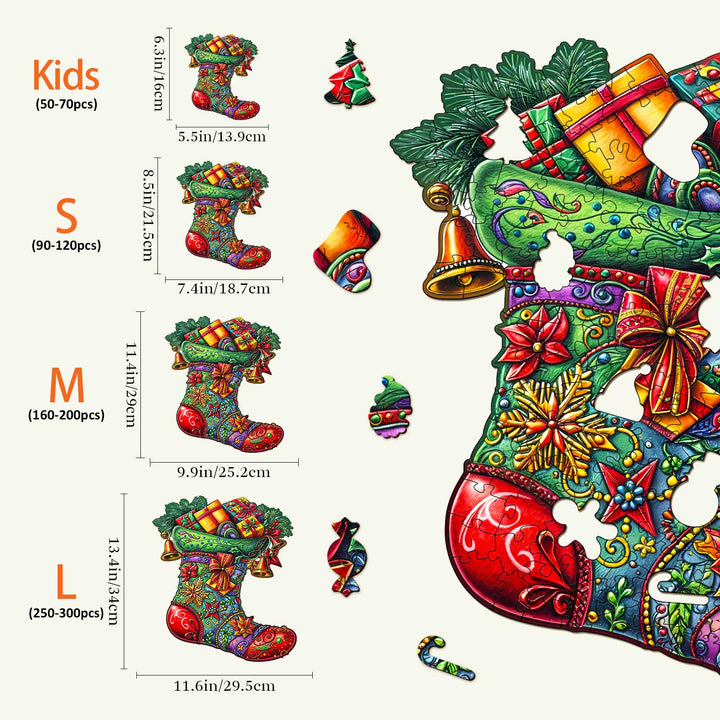 Christmas Socks Wooden Jigsaw Puzzle