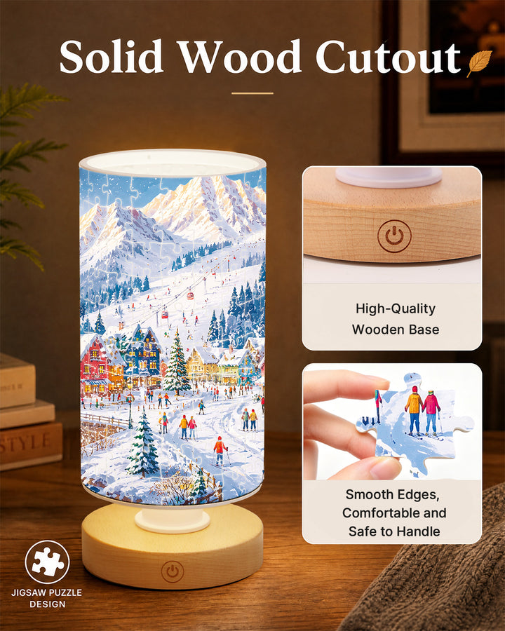 DIY Dimmable Acrylic Cylindrical Puzzle Lamp - Snow Town