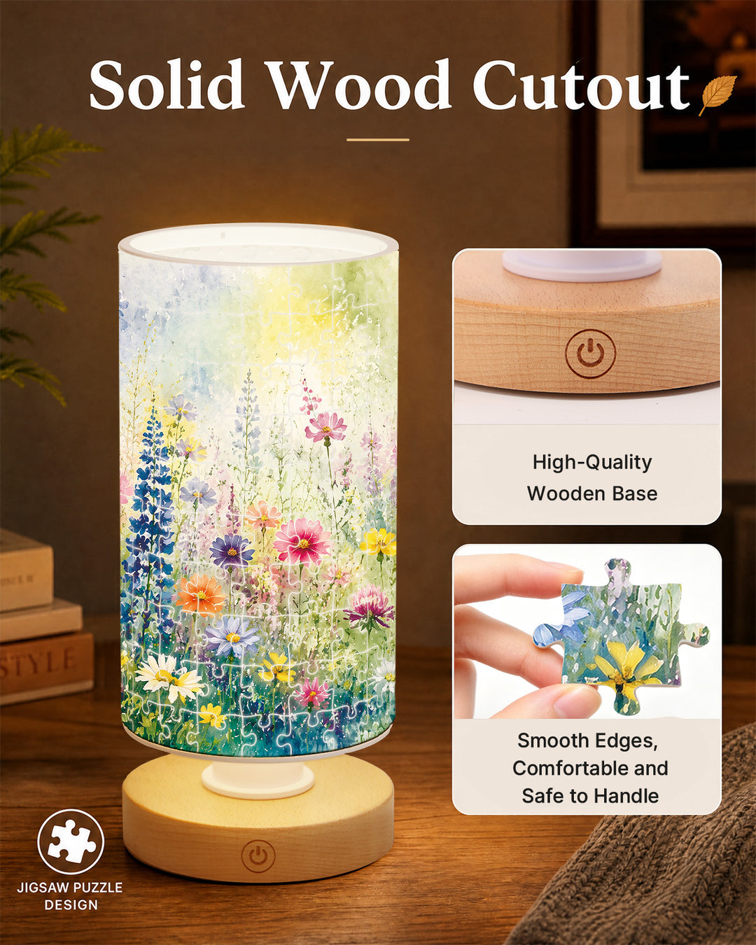 DIY Dimmable Acrylic Cylindrical Puzzle Lamp - Colorful Garden