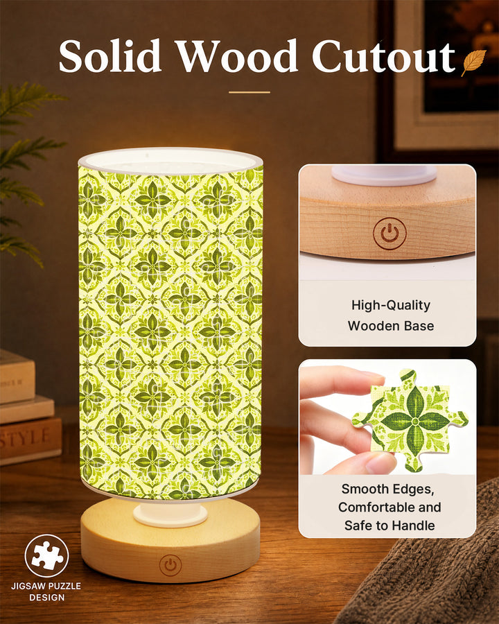 DIY Dimmable Acrylic Cylindrical Puzzle Lamp - Green Flowers