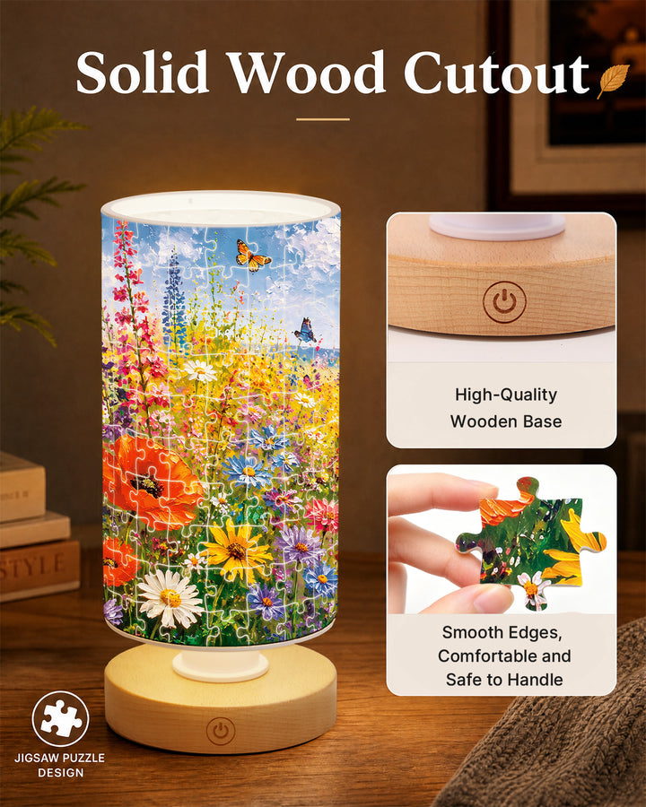 DIY Dimmable Acrylic Cylindrical Puzzle Lamp - Summer Meadow in Bloom