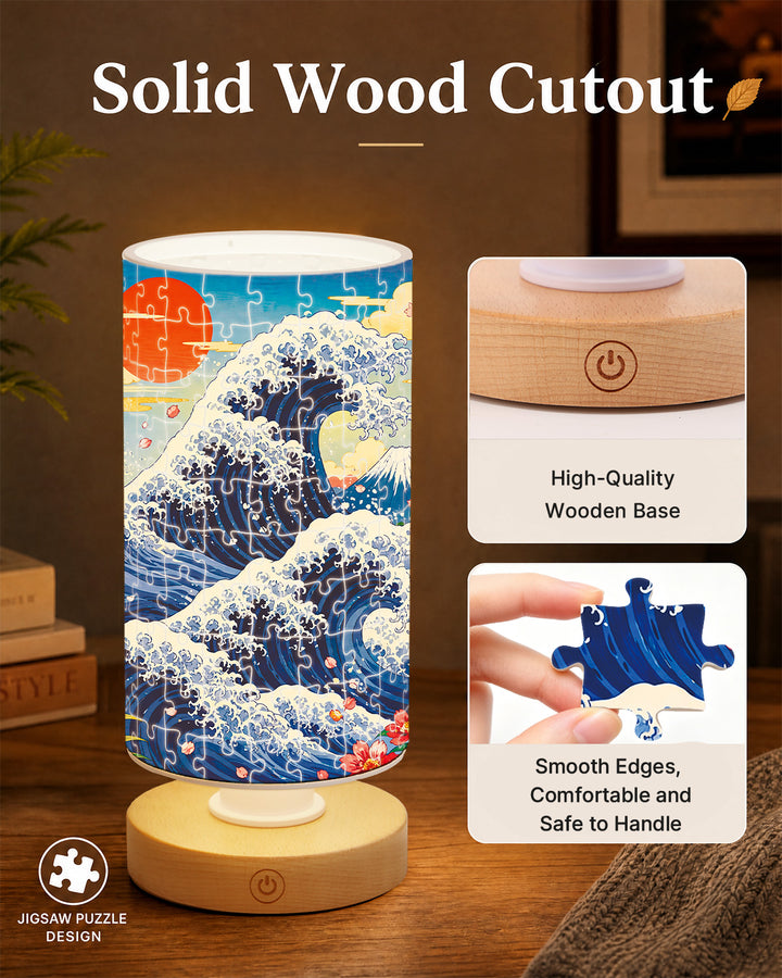 DIY Dimmable Acrylic Cylindrical Puzzle Lamp - Sunset Waves