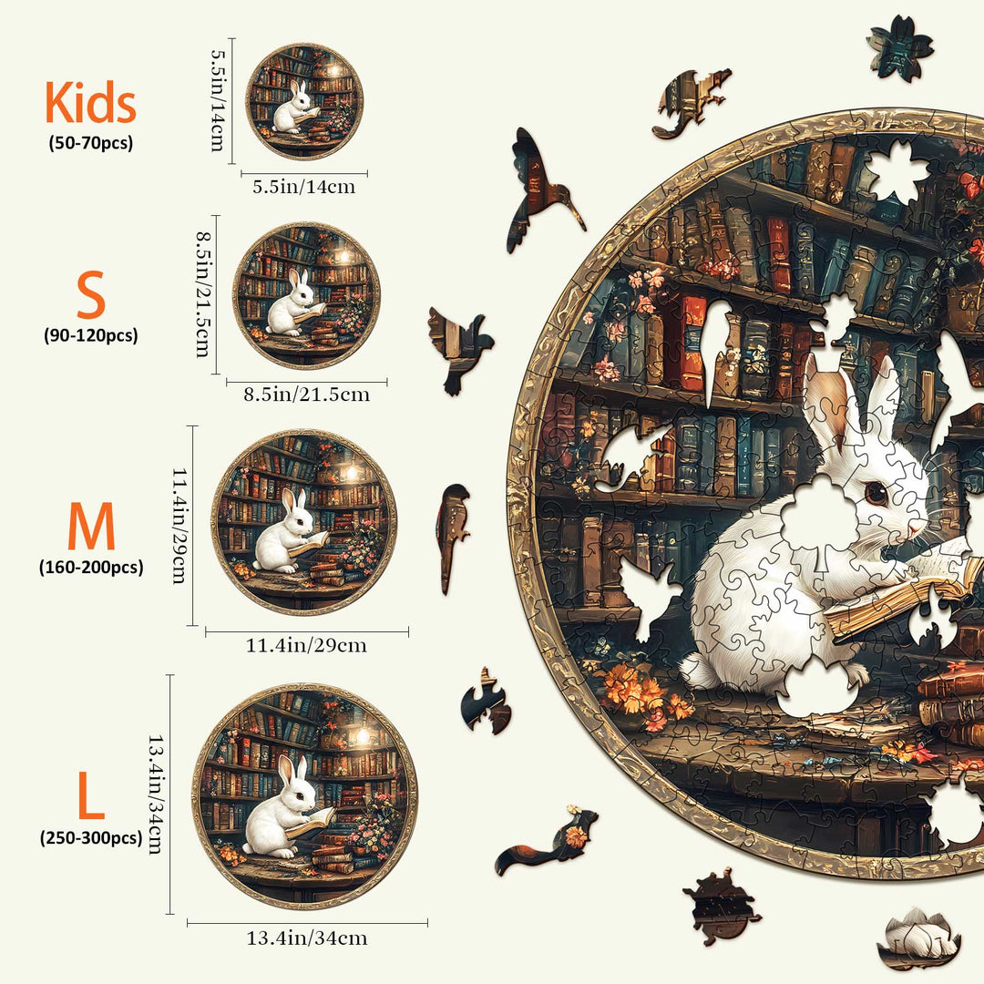 Magic Library Rabbit Wooden Jigsaw Puzzle - By Woodbests