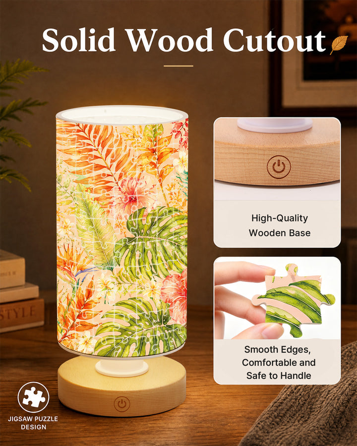 DIY Dimmable Acrylic Cylindrical Puzzle Lamp - Colorful Leaves