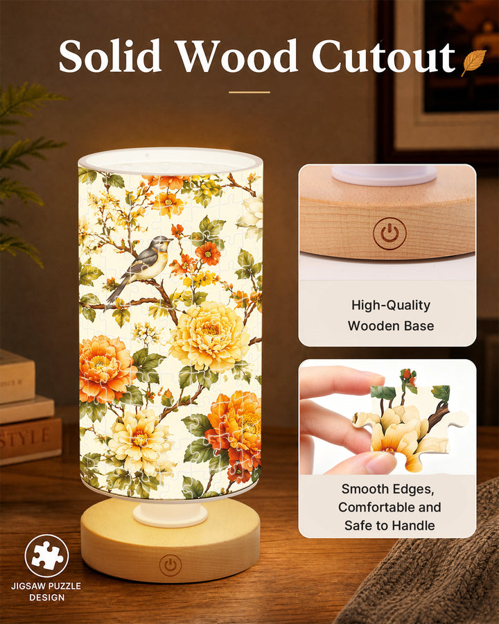 DIY Dimmable Acrylic Cylindrical Puzzle Lamp - Golden Rose Birdsong
