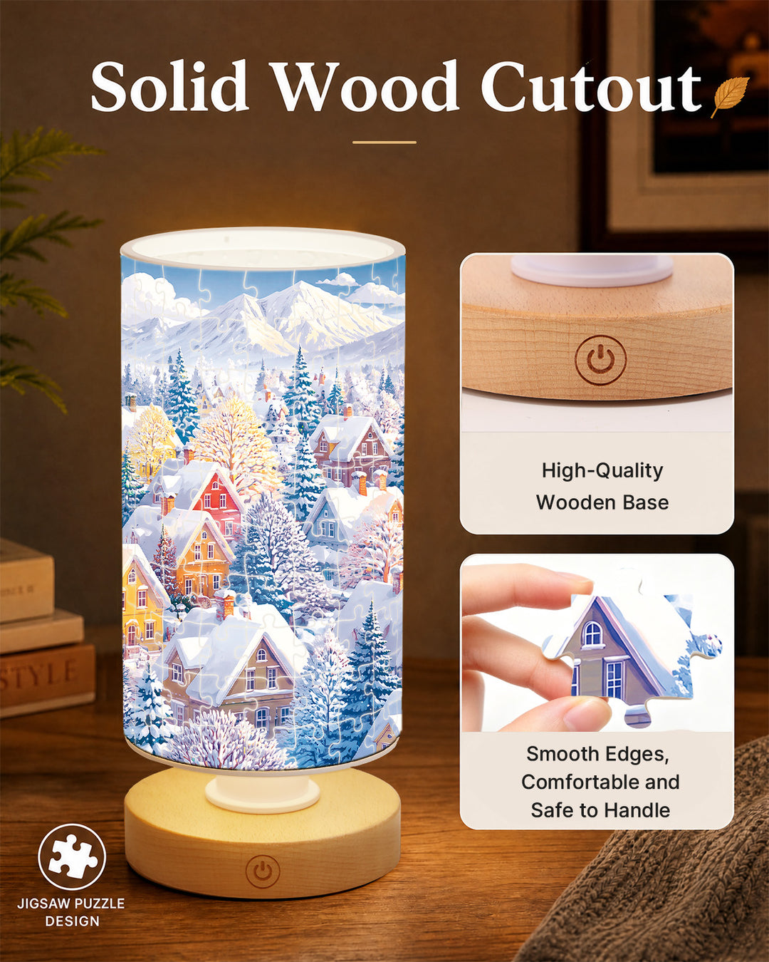 DIY Dimmable Acrylic Cylindrical Puzzle Lamp - Blue Winter Wonderland