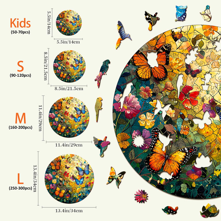 Butterflies and Flowers Wooden Jigsaw Puzzle - By Woodbests