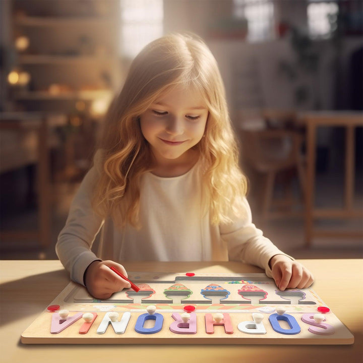 Personalized Baby Name Magnetic Maze Puzzle - Ice Cream-Woodbests