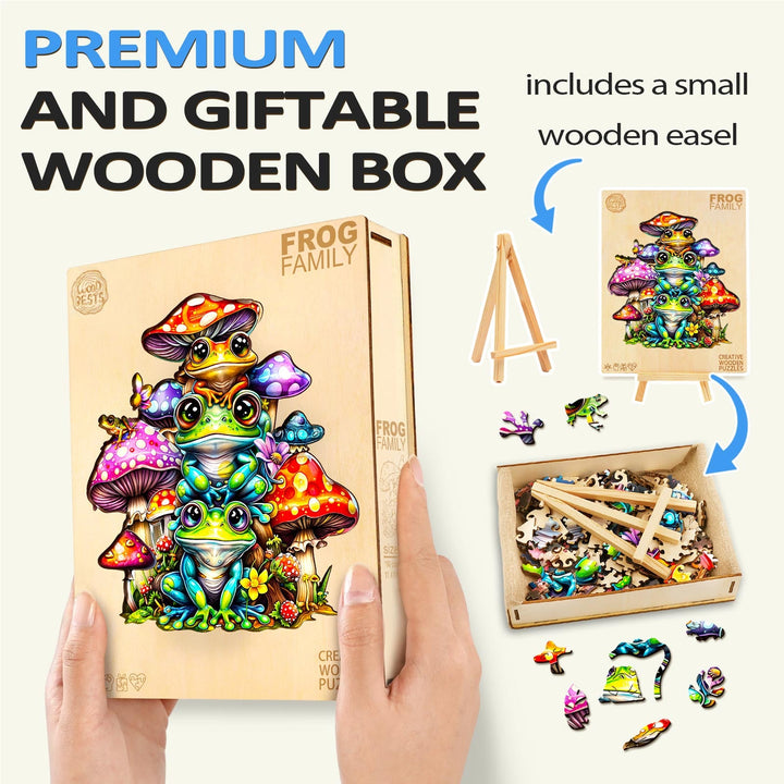 Frog Family Wooden Jigsaw Puzzle - Woodbests
