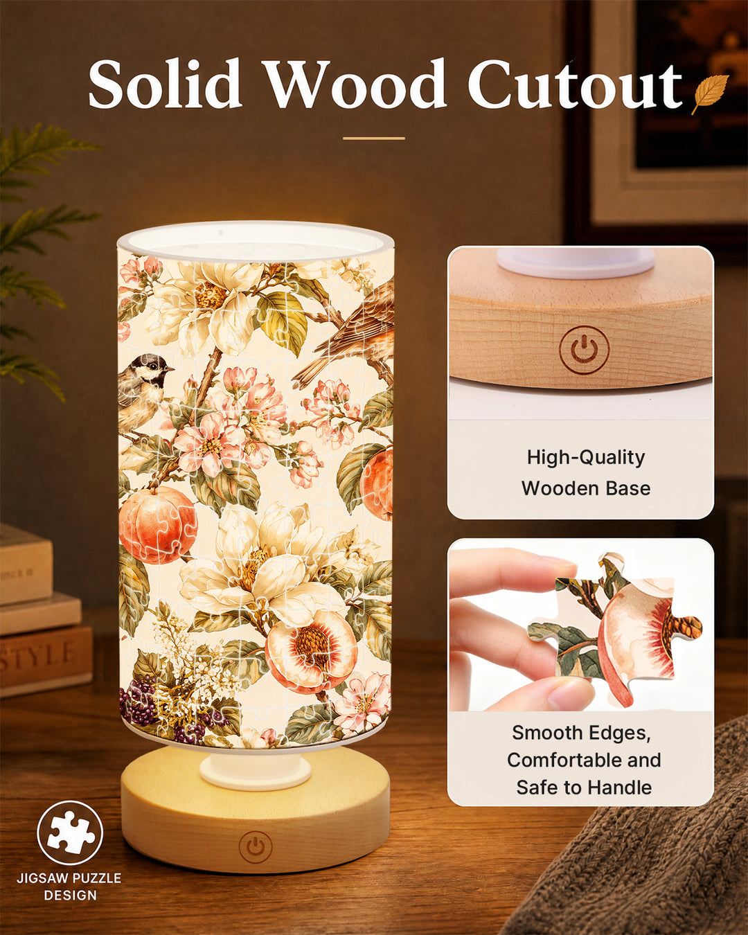 DIY Dimmable Acrylic Cylindrical Puzzle Lamp - Harvest Garden Birds