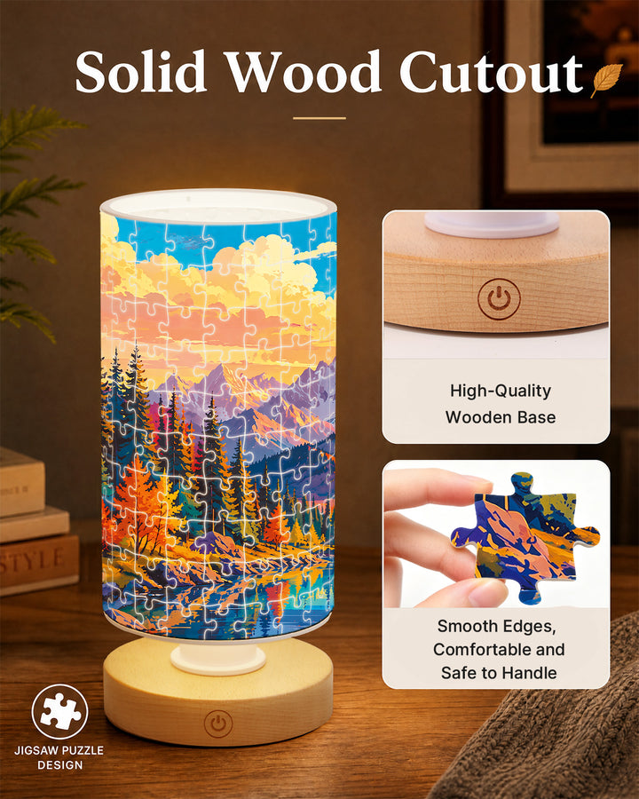 DIY Dimmable Acrylic Cylindrical Puzzle Lamp - Golden Mountain Valley