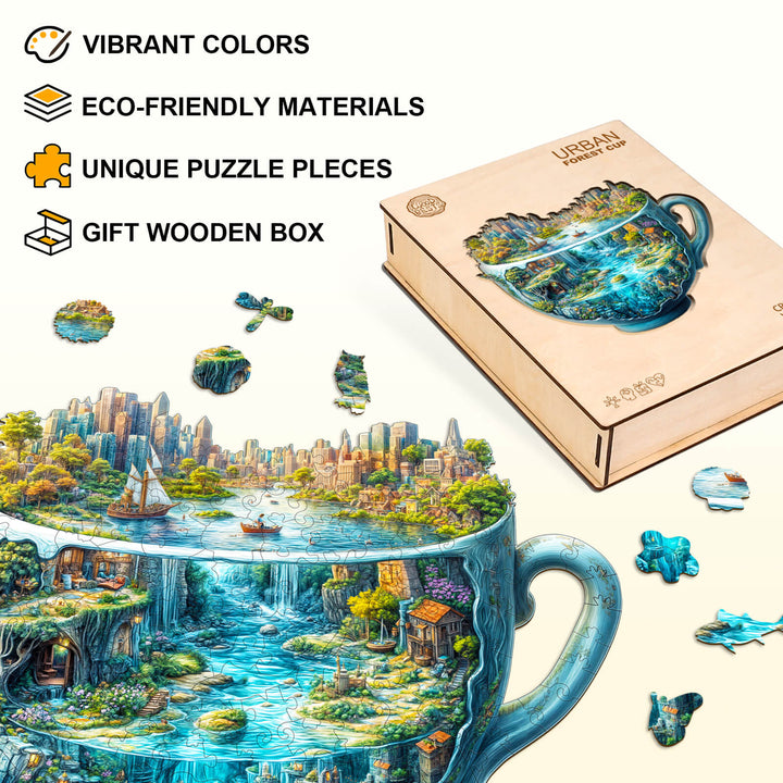 Urban Forest Cup Wooden Jigsaw Puzzle